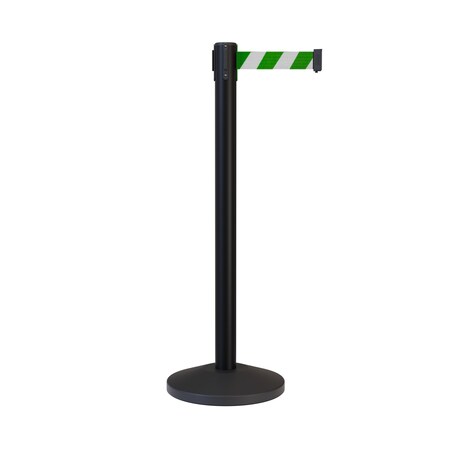 Montour Line Stanchion Belt Barrier Black Post 13ft. Grn/Wh Belt ES400-BK-GWD-130
